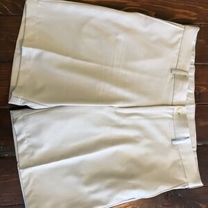 Pro Tour CoolPlay Mens Golf Shorts Size 40 Stone Khaki Flat Front Polyester